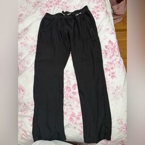 Black straight leg scrub pants